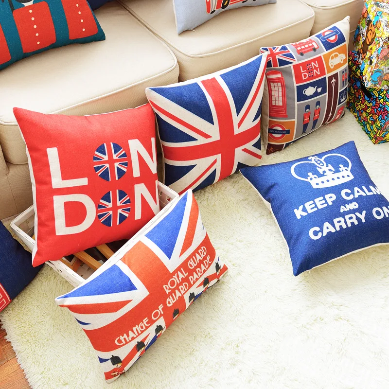 Континентальная хлопковая Подушка с принтом серии флагов толстая льняная