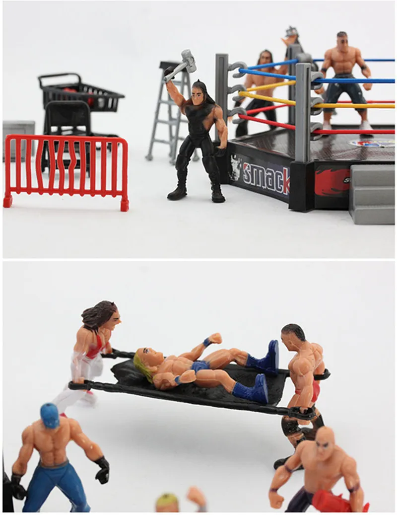 Набор мини фигурок и аксессуаров для борьбы мальчиков 12 игроков|wrestling ring|action figure