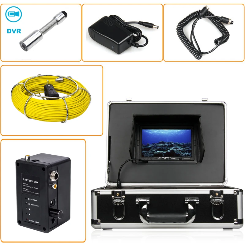 7" LCD 20M Fiberglass Cable Sewer Pipe Inspection Camera System Equipment With DVR Function 23mm Lens Industrial Endoscope | - Фото №1