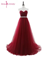 beauty emily wine red long evening dresses 2020 sweetheart sleeveless lace up floor length beading form party prom dresses