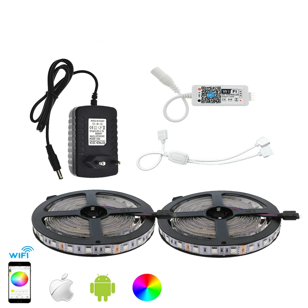 Набор светодиодных лент 5050 RGB 10 м/светодиодных гибких + управление через