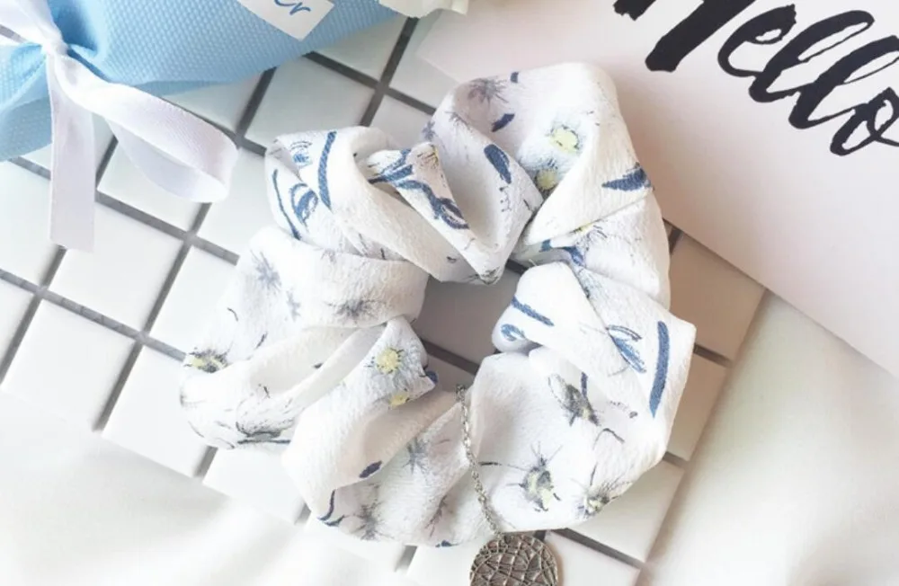 Модные женские милые эластичные резинки с цветочным принтом для волос