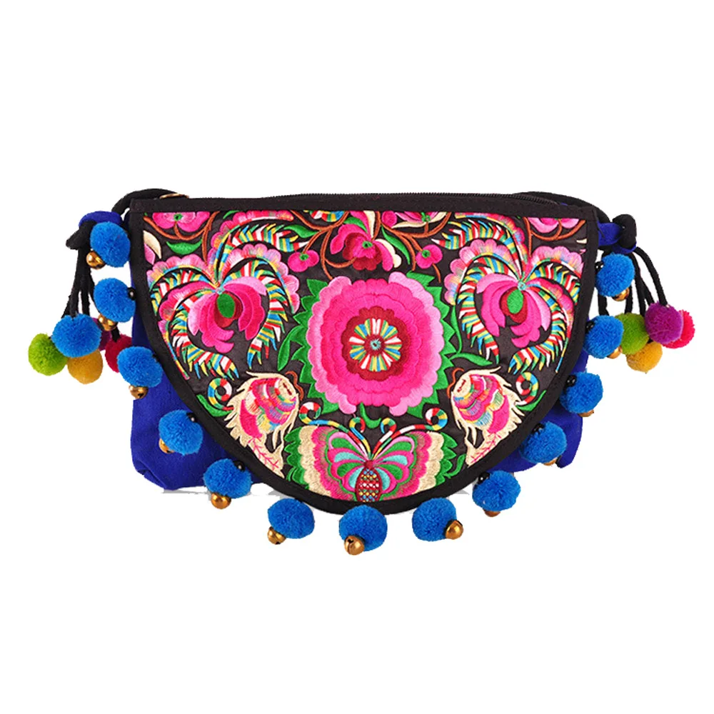 Для женщин помпоном плеча Курьерские сумки Этническая Богемия Crossbody Сумка