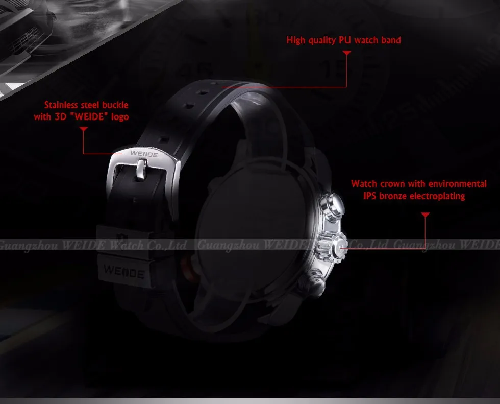 WEIDE военные мужские спортивные часы кожаный ремешок будильник мужские наручные часы водонепроницаемые кварцевые наручные часы Masculino