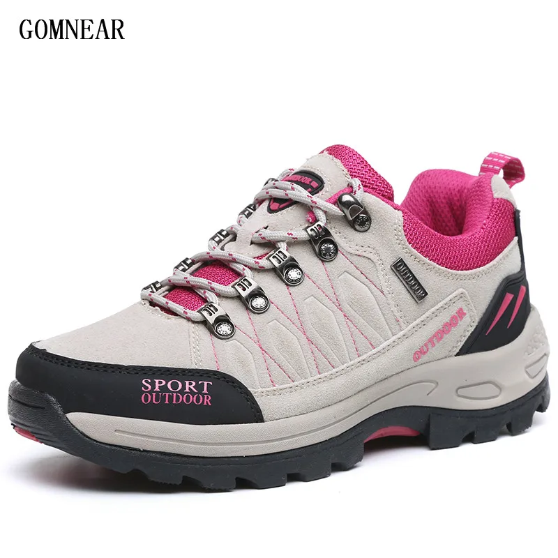 GOMNEAR Women's Hiking Shoes Outdoor Antiskid Breathable Trekking Hunting Shoes Female Tourism Jogging Mountain Sports Sneakers