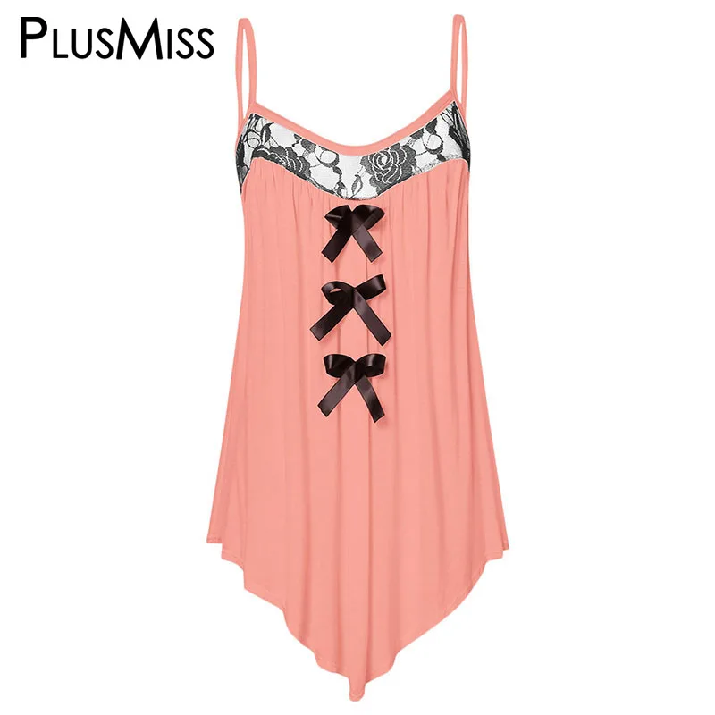 PlusMiss размера плюс 5XL сзади и цветочными кружевами топы на бретельках Женские