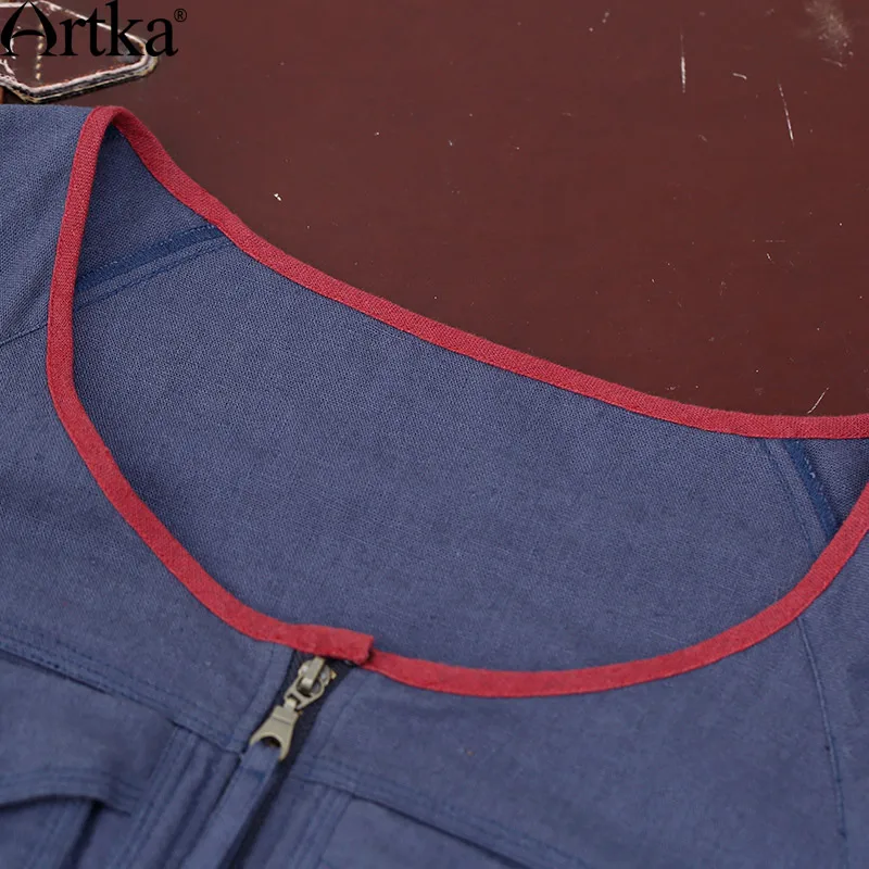 Женское винтажное платье составного кроя ARTKA белое элегантное приталенное из