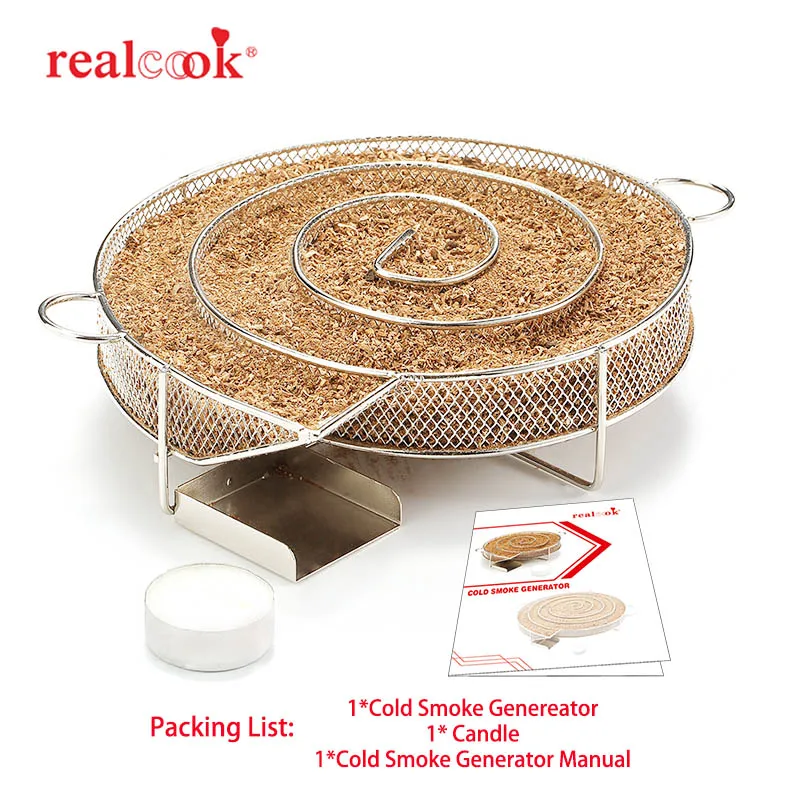 Круглый генератор дыма Realcook 8 07 дюйма деревянные чипсы для барбекю корзина