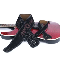 double frosted leather electric guitar strap nubuck leather bass straps chinese embroidery anti crease super soft durable