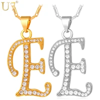 u7 initial name necklace alphabet e letter gold color aaa cubic zirconia jewelry necklaces pendants for women p698