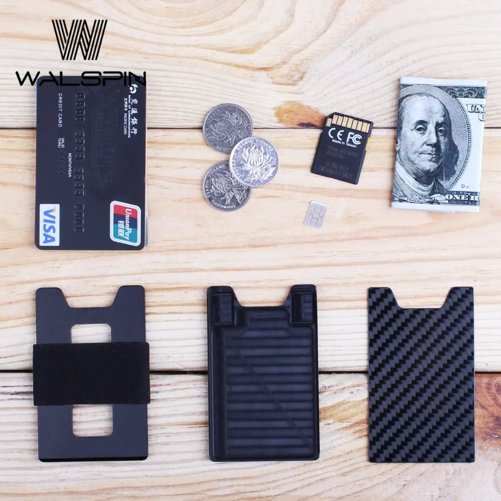 

Minimalist Carbon Fiber Slim Wallet for Men & Women Aluminum Front Pocket Key Coin Case & Credit Card Holder RFID Blocking