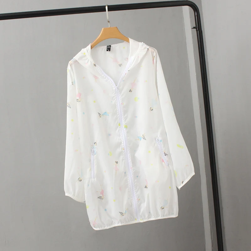 Женская ветровка с принтом тонкая Свободная Повседневная Солнцезащитная куртка
