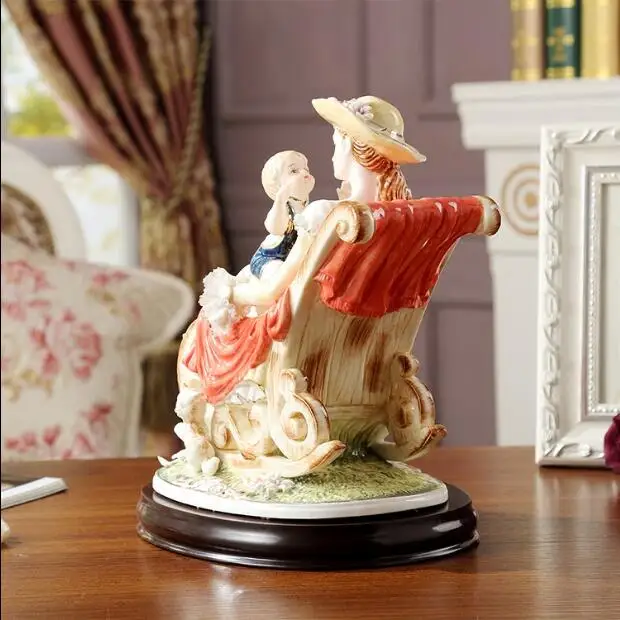 Высокое качество ручной работы керамика мать и сын фигурка изысканные