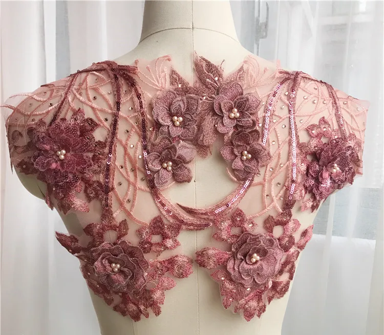 1 шт. Высокое качество 3D цветок вышивка бисером аппликация для свадебного