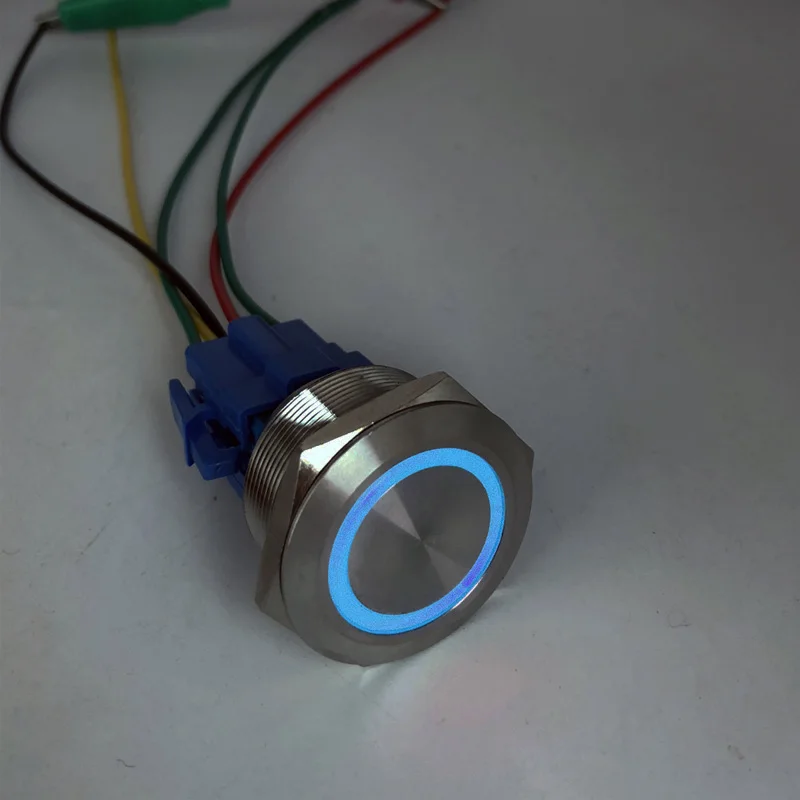 Blue With Socket 1 шт. 30 мм самовосстановляемый плоский круглый светодиодный знак 3 В~ 220 В металлический кнопочный переключатель мгновенная кнопка автоматический сброс водонепроницаемый - Цвет: Blue With Socket
