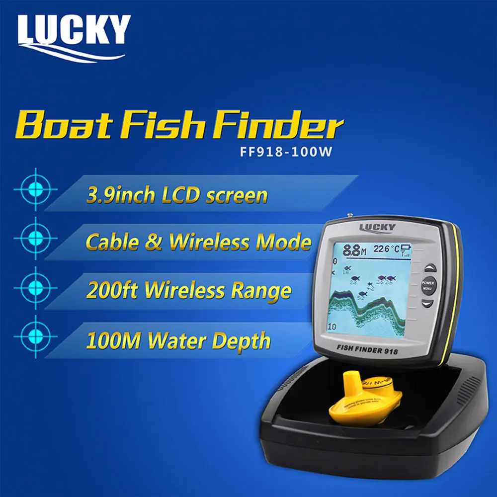 Lucky Лодка Sonar Рыболокаторы FF918-100W два режима кабель ad Беспроводной эхолот Echo
