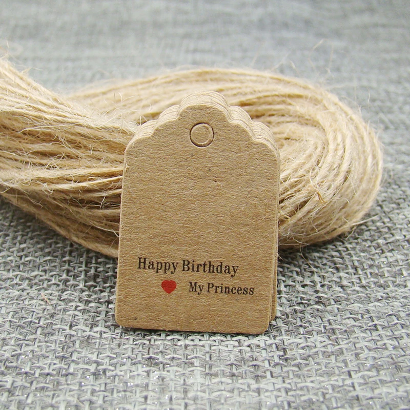 3*2cm scallop jewelry gift paper tag kraft color thank you tag500pcs +500pcs hemp string for products hang tagging label | Дом и сад