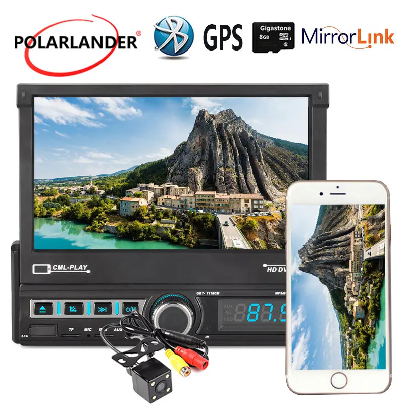

Autoradio Retractable radio cassette player Reversing Image U Disk Playback Bluetooth 1 DIN Car Radio 7 Inch Car GPS Navigation