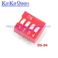 100pcs new ds 04p direct dial 4 bit 8pins code switch dip switch red color ds04p ds 4p 2 54mm coding onoff switch