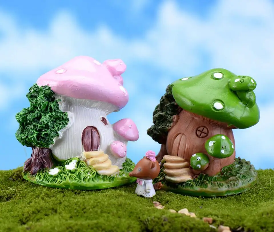 

5pcs 6*7cm Mushroom House Garden For Moss Terrarium Fairy Garden Home Crafts Bonsai Doll House Miniatures Decoration