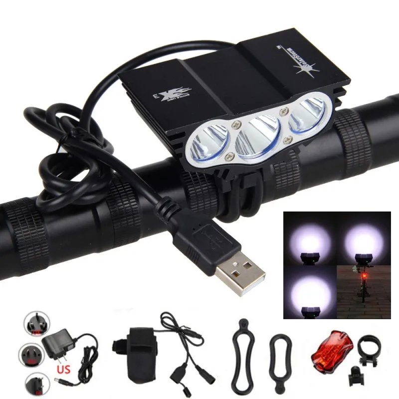 Светодиодный светильник для велосипеда передний USB Перезаряжаемый XM L 3XT6