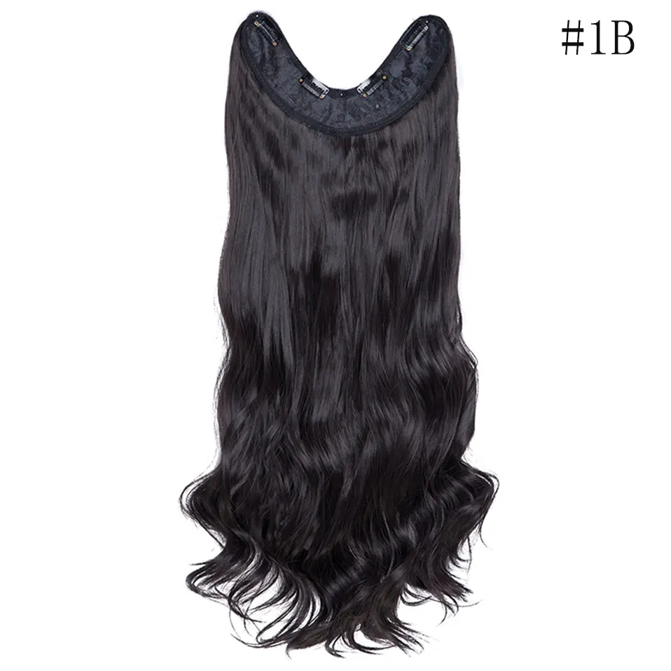 natural black SNOILITE, 24 дюйма, 4 зажима, одна часть, волнистые волосы, удлинение, синтетические клипсы, ins, коричневые, черные, шиньоны для женщин - Цвет: natural black