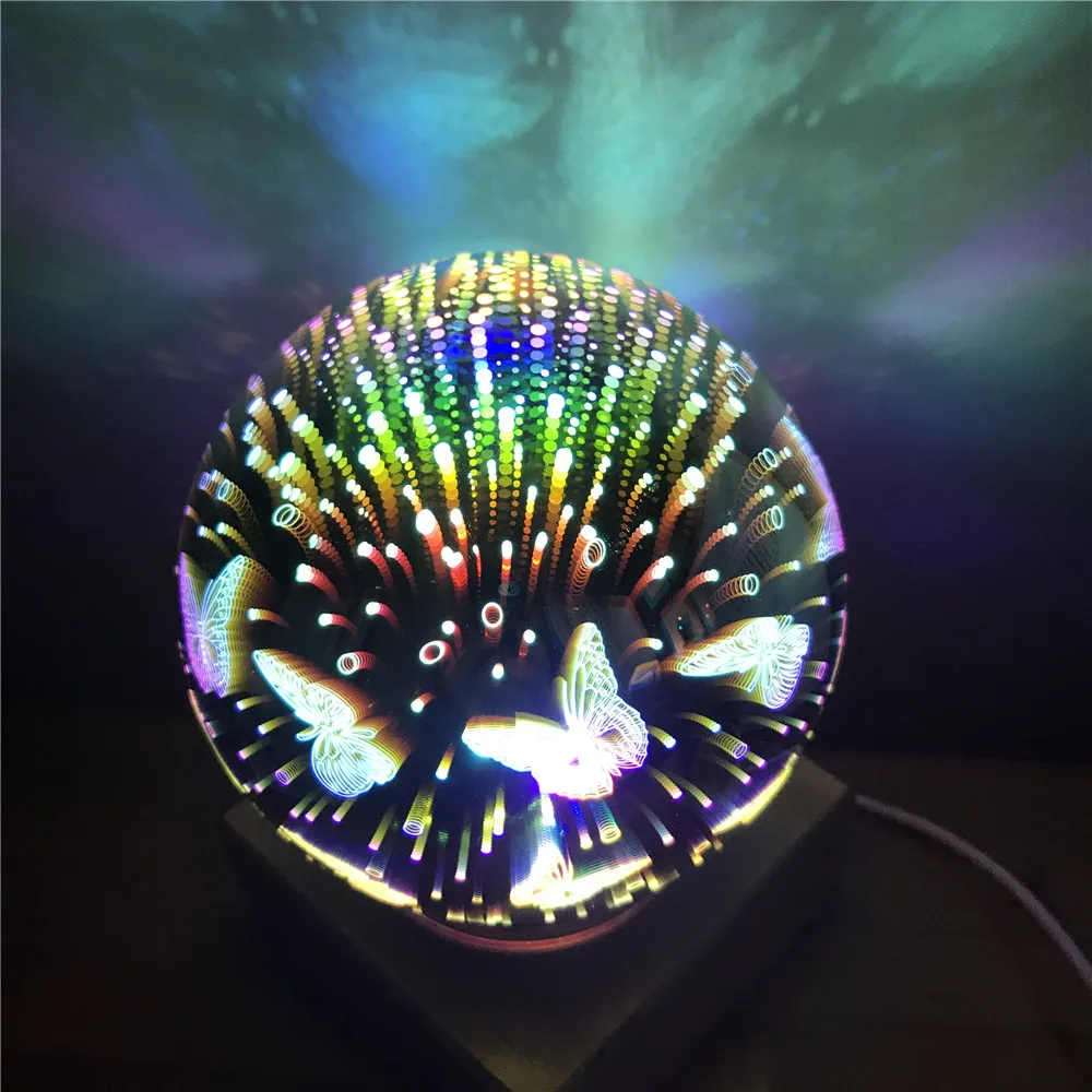 Деревянный красочный 3d ночник шар Проекция 3d настольная лампа USB источник питания спальня ночник небо настольная лампа светодиодный светильник