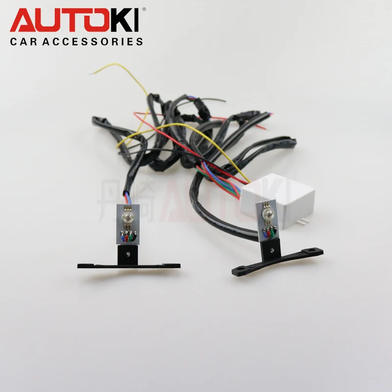 Автостайлинг Autoki 2 шт. LED много цветов RGB Devil Eyes Demon Eye Самозащита для фар объектив