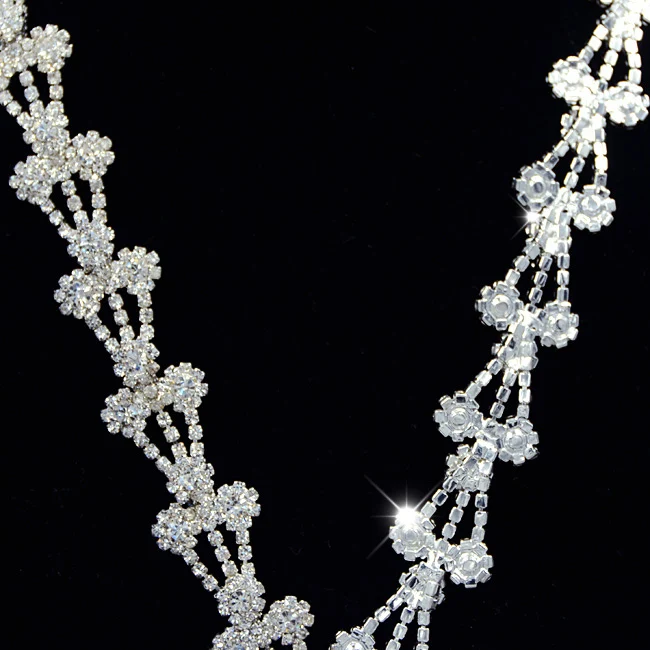 1 ярд Свадебный прозрачный горный хрусталь аппликационный костюм цепочка