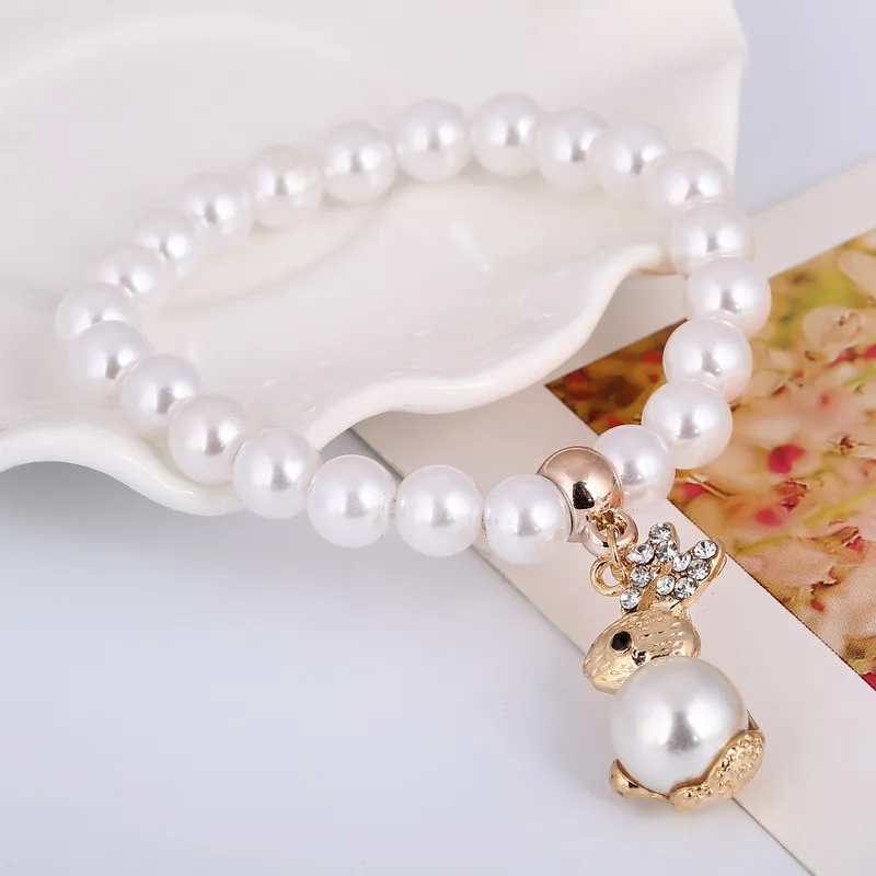 Красивый браслет с подвеской в виде кролика для девочек роскошный