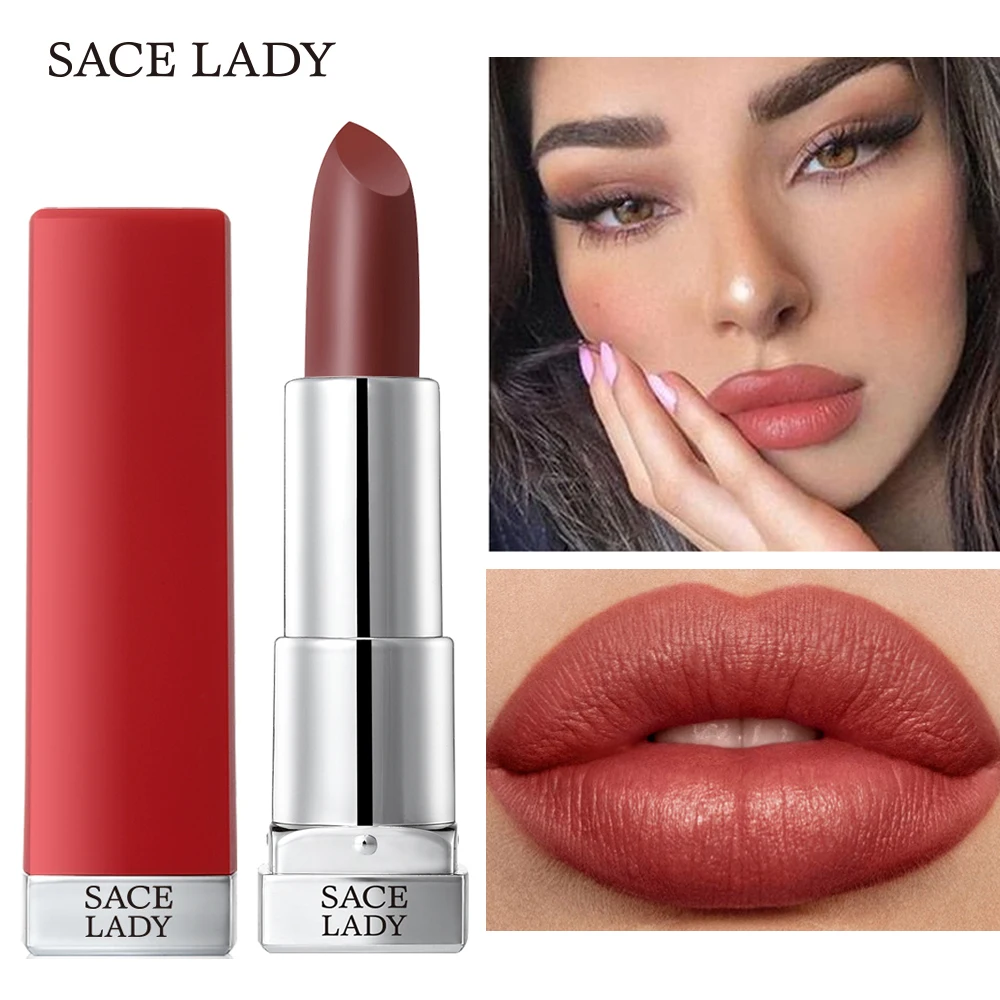 2019 Wholesale Women Cheap Lipstick Luxury Lips Makeup Long Lasting Pigment Red Brown Matte Nude Waterproof |