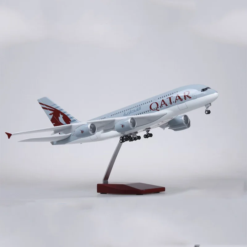 1/160 масштаб 45,5 см отлитая модель самолета Катара модель авиа Airbus A380 со светом и колесом Смола самолет коллекция детские подарки