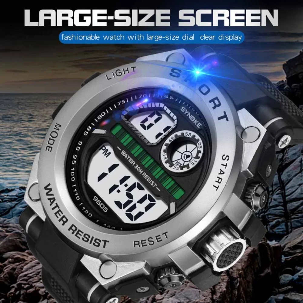 Мужские спортивные брендовые популярные новые трендовые мужские анти-осенние многофункциональные светящиеся электронные часы с большим экраном Relogio Masculino Q4