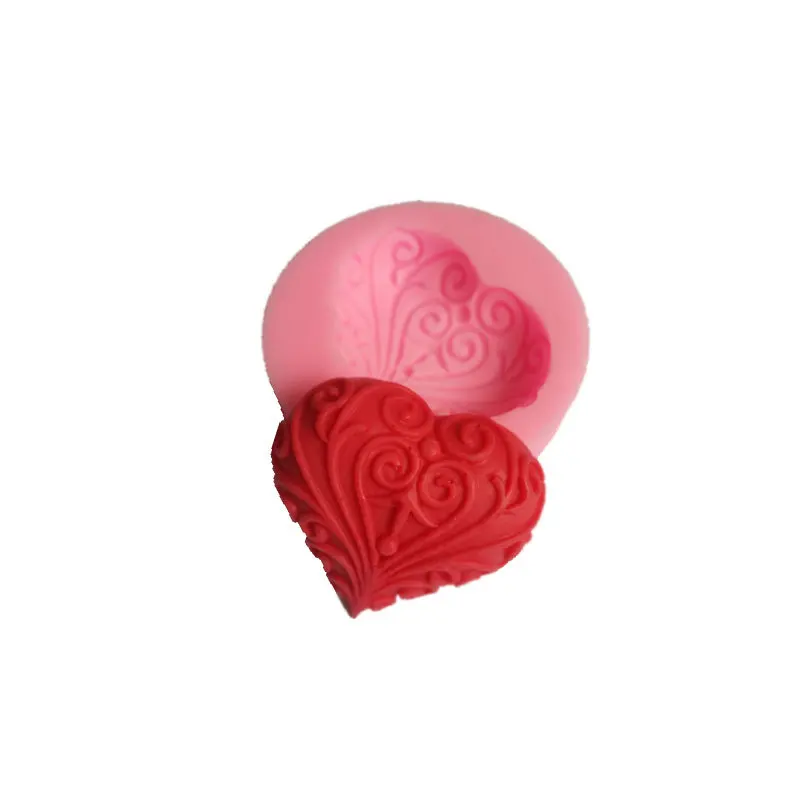 3D Силиконовая резьба в форме сердца мыло мастика инструменты для украшения