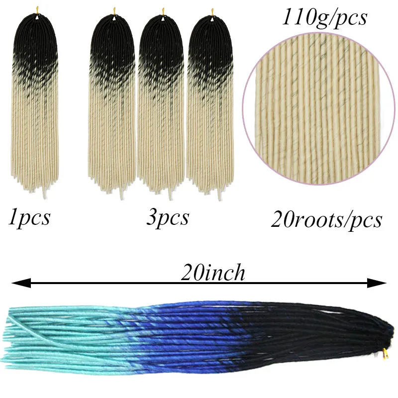 SNOILITE искусственные локоны в стиле Crochet косички 20 дюймов мягкие натуральные синтетические волосы для наращивания 20 шт