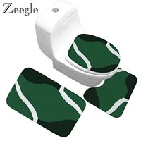 zeegle 3pcsset bathroom rug set anti slip shower mat flannel decor toilet seat tank cover rug washable shower carpet