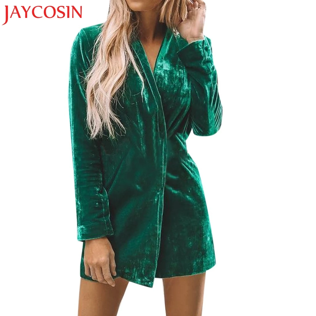 JAYCOSIN Женская мода блестящее пальто женский бархат Осень Зима с длинным рукавом