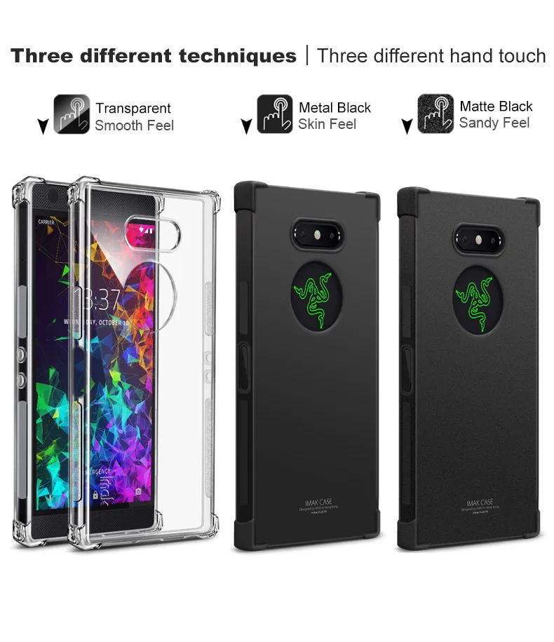 IMAK Для razer Phone2 чехол противоударный силиконовый мягкий прозрачный ТПУ чехол для razer Phone 2 с защитой экрана