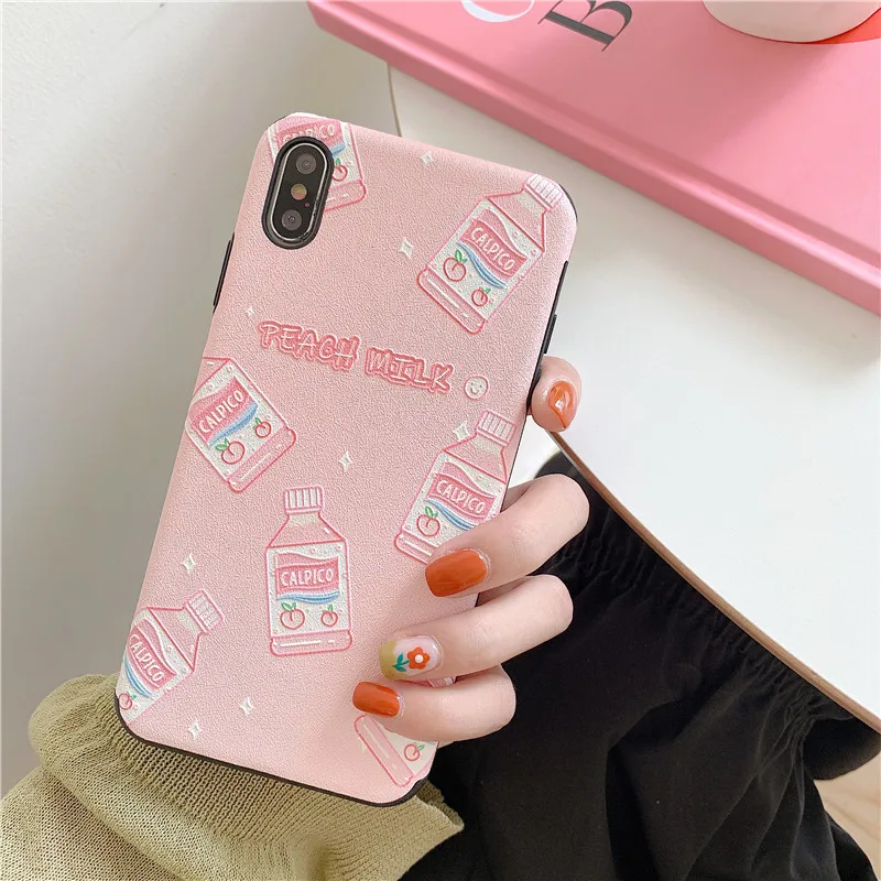 Чехол для телефона с мультяшными фруктами, персиками, напитками для iPhone XS Max XR XS 6 6S 7 8 Plus X Milk Box, Мягкая силиконовая задняя крышка, чехол s
