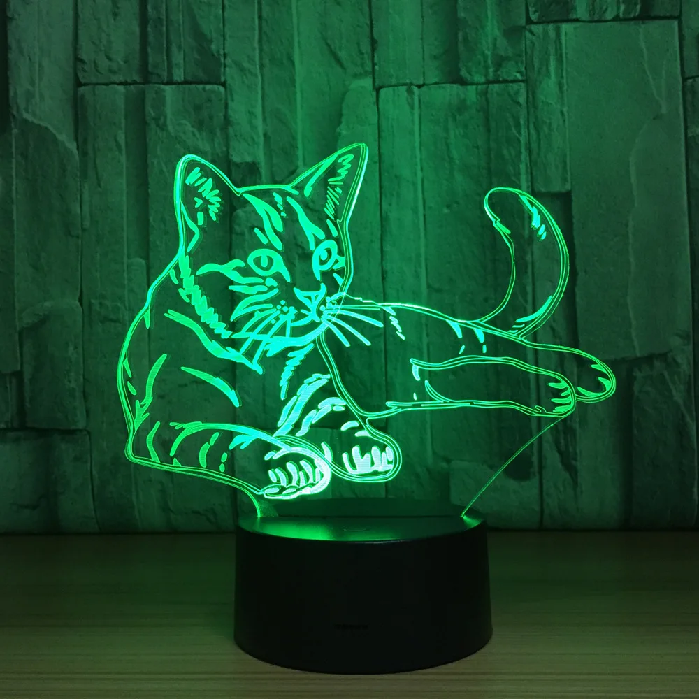 Ночсветильник 3D в виде милой кошки светодиодный сенсорным выключателем