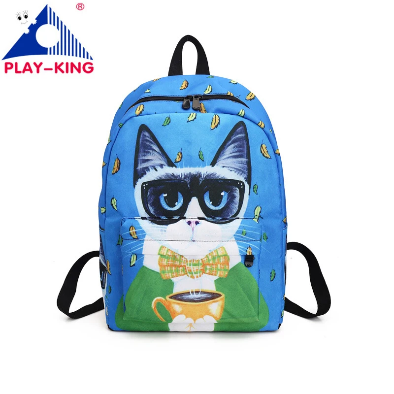 Милый Кот холст школьный рюкзак для женщин мультфильм Печать Рюкзаки подростков