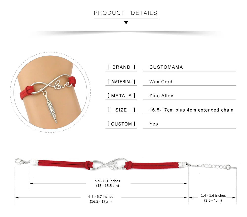 Infinity Love Antique Silver Charm Card Bracelets Red Black Pink Royal Blue Suede Women Men Boy Girl Unisex Jewelry Gift | Украшения и