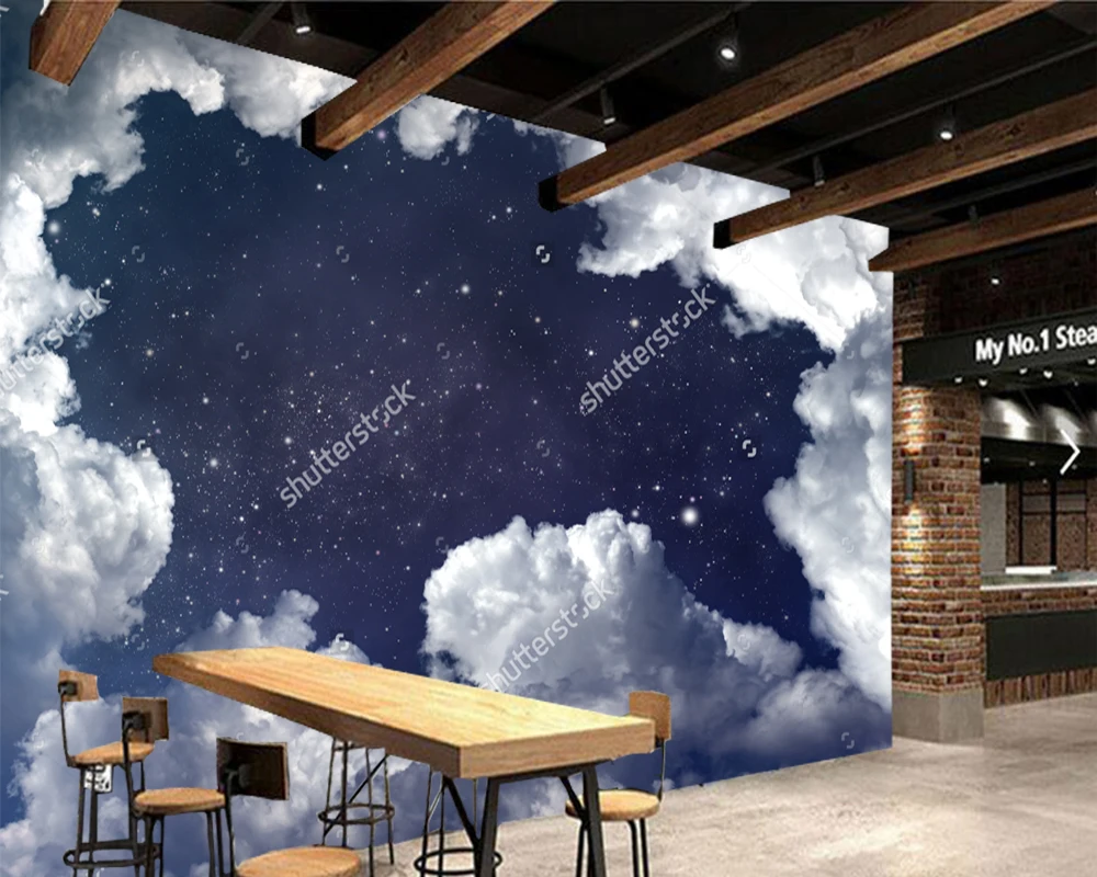 Потолочные обои на заказ фотообои с изображением звездного космоса для гостиной