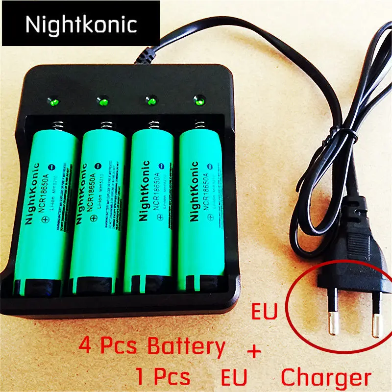 EU 4 slot Charger Оригинальная Nightkonic 1 шт. зарядное устройство с разъемом EU 2/4+ 4 шт./партия 18650 Аккумулятор 3,7 в литий-ионная аккумуляторная батарея N с плоским верхом - Цвет: EU 4 slot Charger