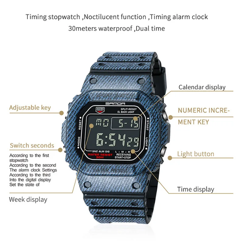 Creative Led Digital Sports Watch for Men Women Silicone Watchband Students Fashion Cool Wristwatch Electronic Waterproof Clock | Наручные