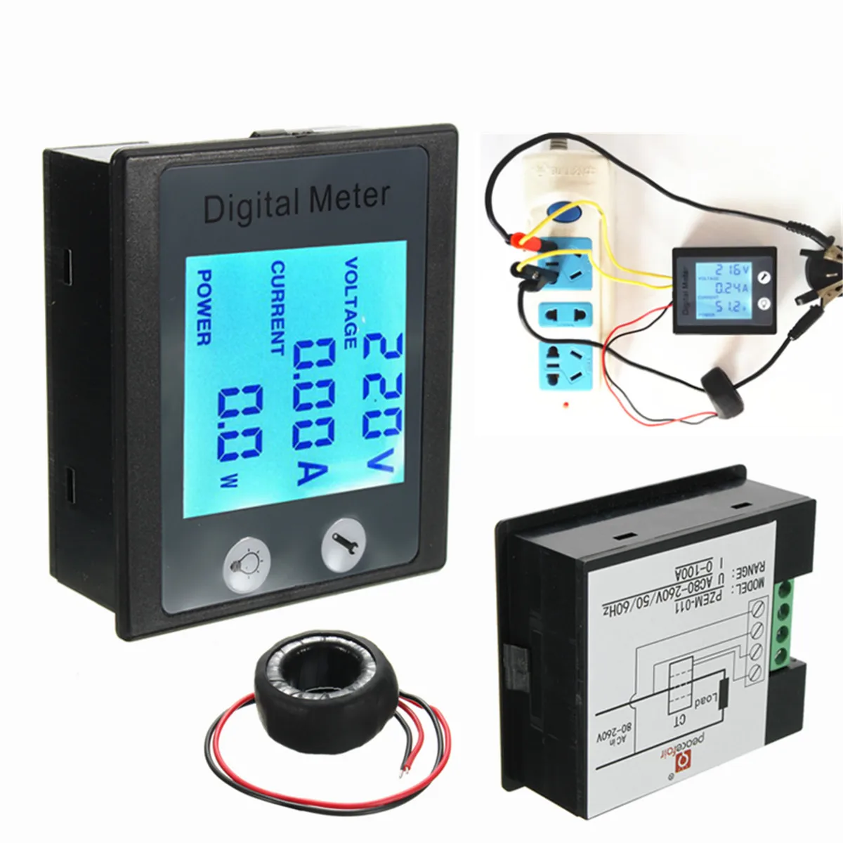 AC80V 260V 100A цифровой измеритель мощности тестер напряжения Амперметр Вольтметр