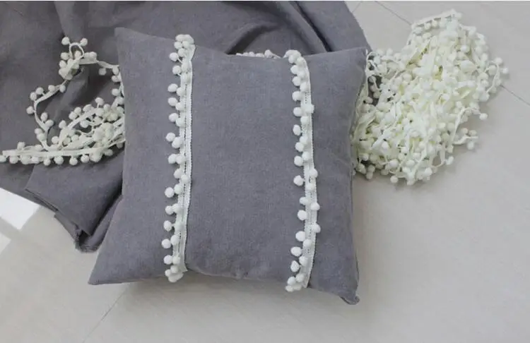 2017 новые высококачественные серые/желтые подушки с помпоном для гостиной