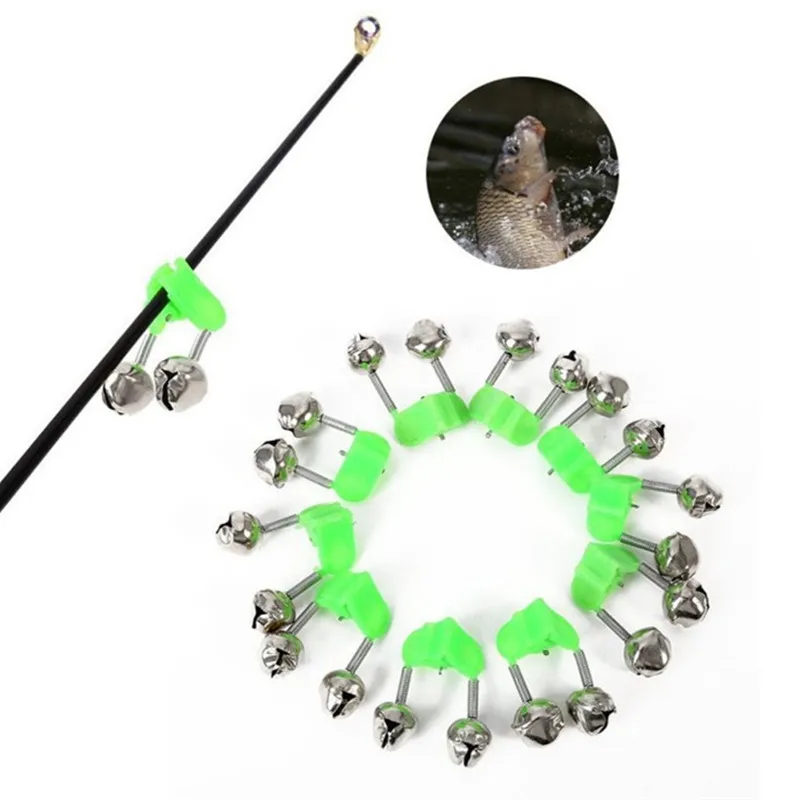 

10Pc Fishing Bite Alarms Fishing Rod Stalk Bells Clamp Tip ABS Fishing Accessory