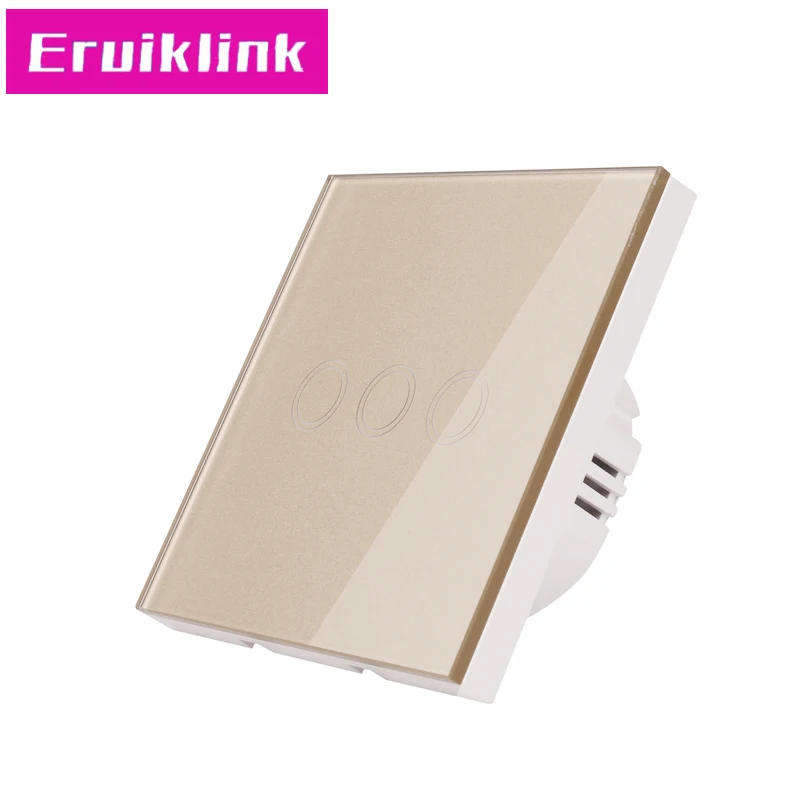 Стандарт ЕС/Великобритании выключатель света 3 Gang 1 Way стеклянная панель AC110V ~ 240V