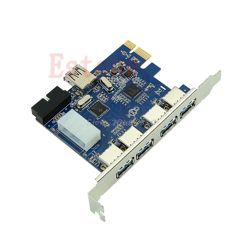 5 Порты PCI-E карта PCI Express USB 3,0+ 19 Pin разъем 4 Pin адаптер для Win7/8 и Прямая поставка